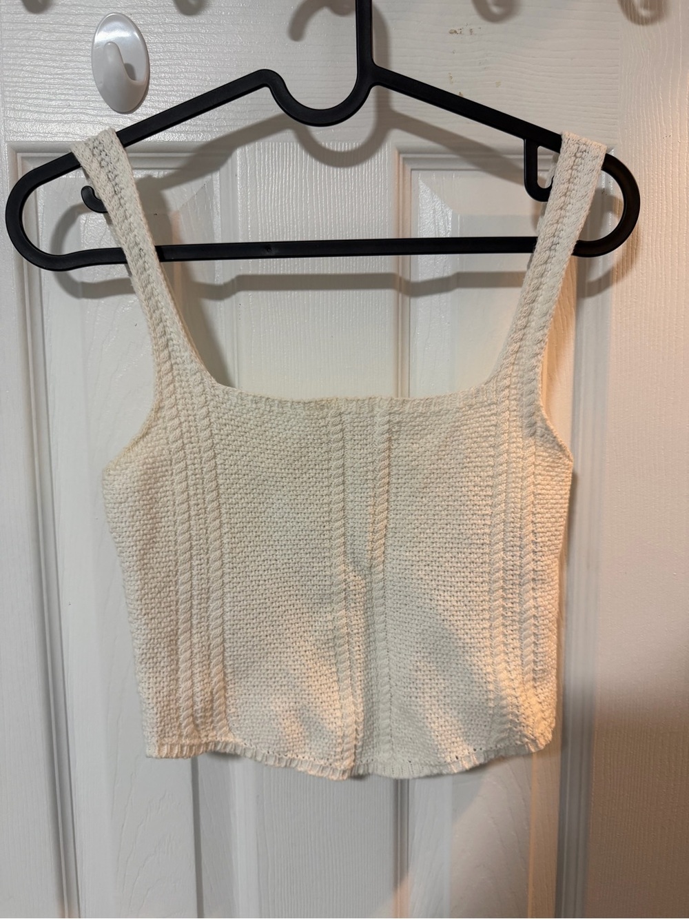stradivarius Cream Knit Square-Neck Tank